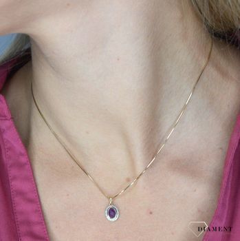 Złota zawieszka 585 DIAMENT ametyst, diamenty 60027177 HSI. Zawieszka DIAMENT złoto, ametyst i diamenty Arenart 60027177 wykonana ze złota próby 585. Zawieszka ze złota próby 585 z ametystem i diamentami  (7).JPG